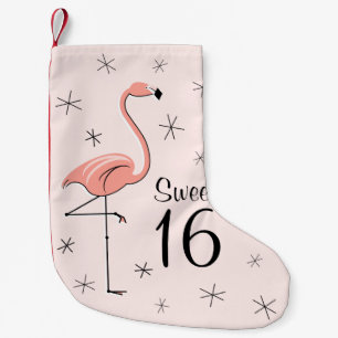 Flamingo Pink Sweet 16 stocking one sided