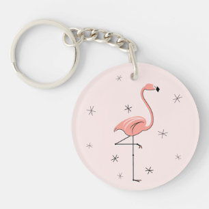 Flamingo Pink Text back acrylic keychain