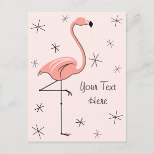 Flamingo Pink Text vertical postcard
