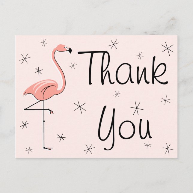 Flamingo Pink "Thank You" postcard (Front)