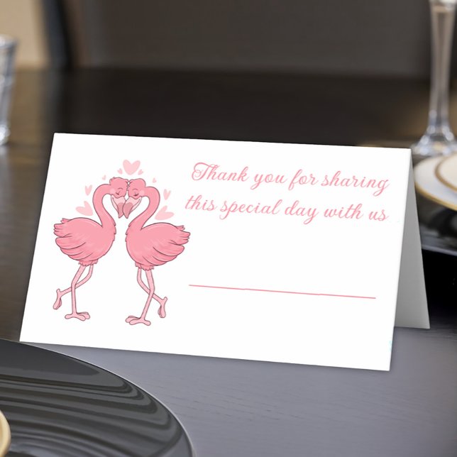 Flamingo Pink Tropical Beach Wedding Escort Place Card (Creator Uploaded)