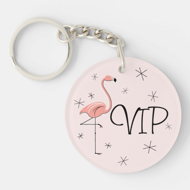 Flamingo Pink 'VIP' acrylic keychain (Front)