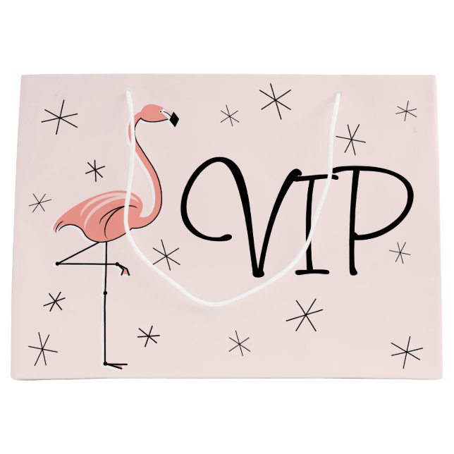 Flamingo Pink 'VIP' gift bag large (Front)