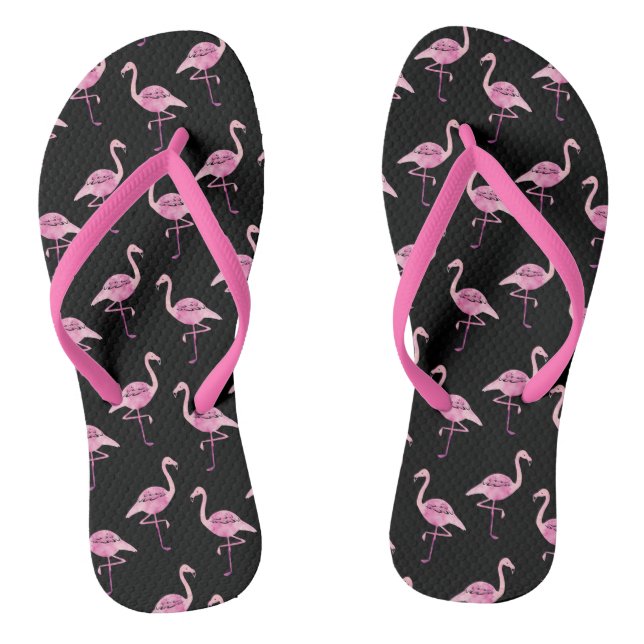 Flamingo Pink Watercolor Pattern Thongs (Footbed)
