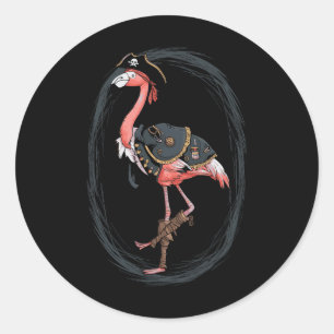 Flamingo Pirate Funny Halloween Costume Idea  Classic Round Sticker