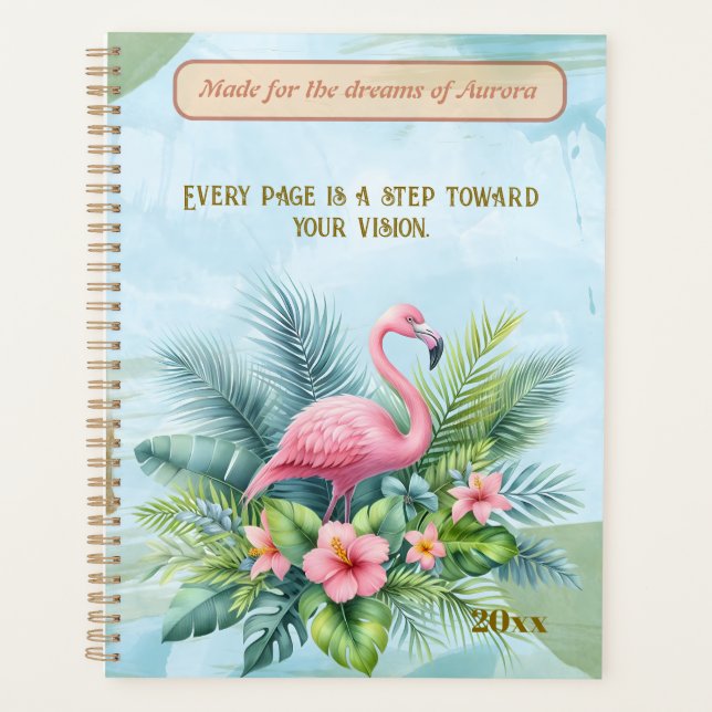 Flamingo Planner with Custom Quote and Personalise (Front)