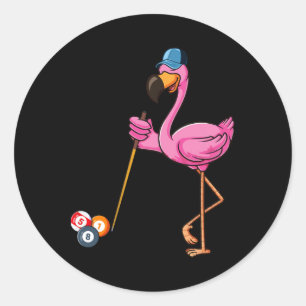 Flamingo Playing Billiards Costume Billiards Playe Classic Round Sticker