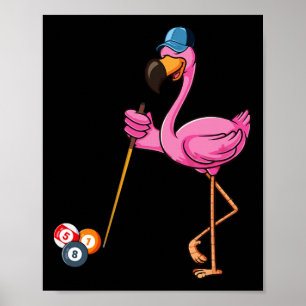 Flamingo Playing Billiards Costume Billiards Playe Poster