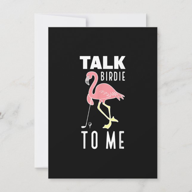 Flamingo Playing Golf Talk Birdie To Me Golfing Fu Invitation (Front)