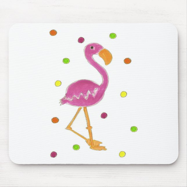 Flamingo Polka Dots Mouse Pad (Front)