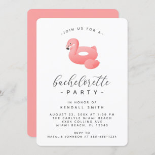 Flamingo Pool Float Minimal Bachelorette Party Invitation