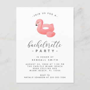 Flamingo Pool Float Minimal Bachelorette Party Postcard