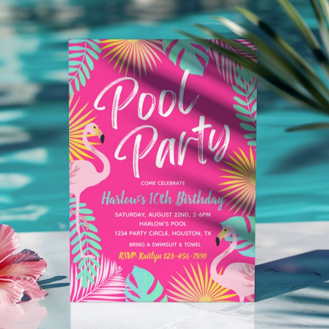 Flamingo Pool Party Birthday Invitation (Creator Uploaded)