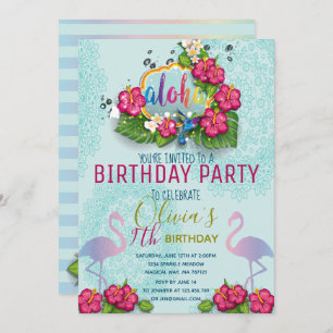 Flamingo Pool Party Birthday Tropical  Invitation