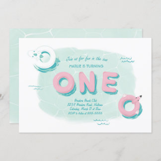 Flamingo Pool Party First Birthday Invitation