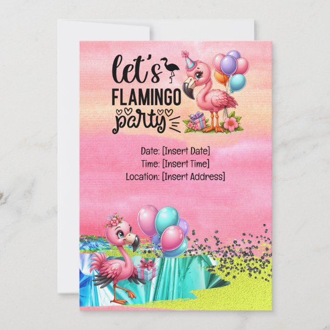 Flamingo Pool Party! Invitation (Front)