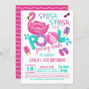 Flamingo Pool Party Invitation