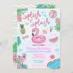 Flamingo Pool Party Invitation