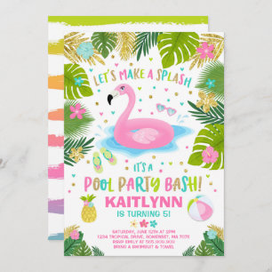 Flamingo Pool Party Invitation Tropical Flamingo