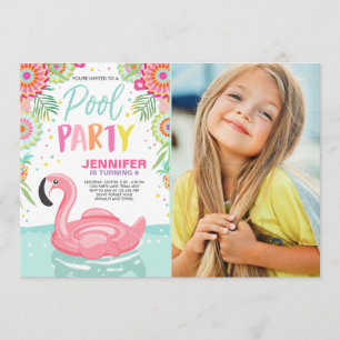 Flamingo Pool party invitation Tropical Pool float