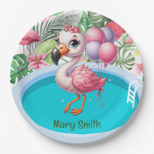 Flamingo Pool Party! Paper Plate