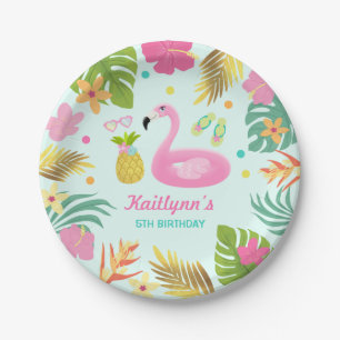 Flamingo Pool Party Paper Tropical Pool Party Paper Plate