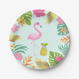 Flamingo Pool Party Paper Tropical Pool Party Plate