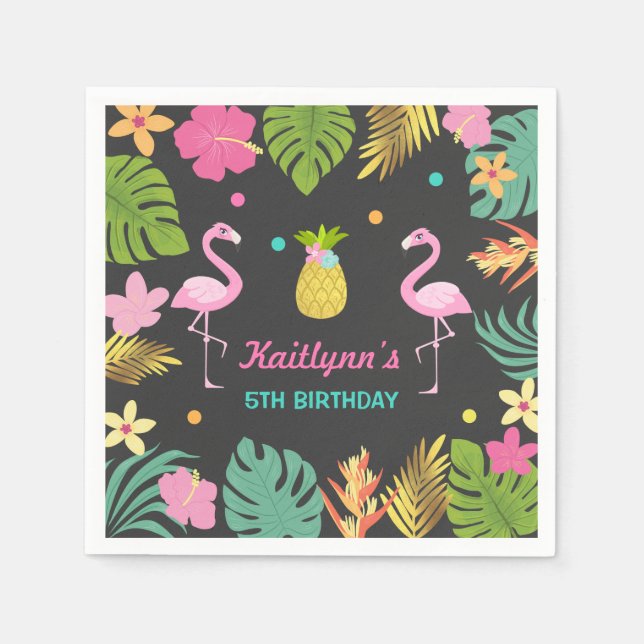 Flamingo Pool Party Party Napkin Tropical Flamingo (Front)