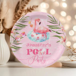 Flamingo pool party pink girl birthday paper plate<br><div class="desc">Flamingo pool party pink girl birthday Paper Plates 
Matching items are available.</div>