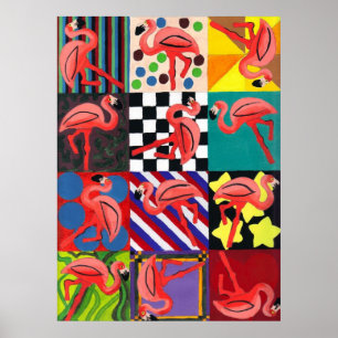 Flamingo Portrait Abstract Art Poster Print