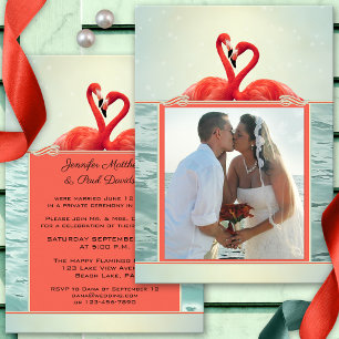 Flamingo Post or After Wedding Photo Invitation