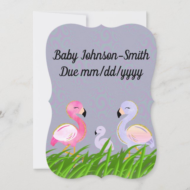 Flamingo Pregnancy Personalised Announcement (Front)