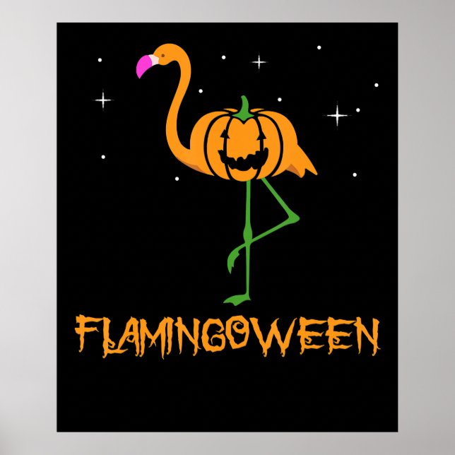 Flamingo |Pumpkin Halloween Flamingoween Bird Pink Poster (Front)