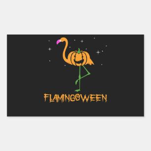 Flamingo  Pumpkin Halloween Flamingoween Bird Pink Rectangular Sticker