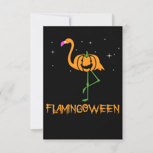 Flamingo Pumpkin Halloween Flamingoween Bird Pink Thank You Card