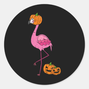 Flamingo Pumpkin Head Costume Cute Easy Bird Hallo Classic Round Sticker