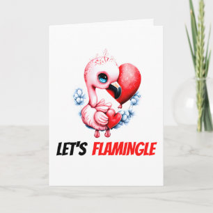 Flamingo pun   Cute baby flamingo flamingle bff Holiday Card