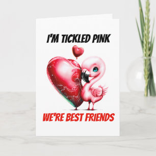 Flamingo puns   Tickled pink we're best friends  Holiday Card