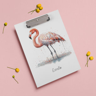 Flamingo Radiance: Watercolor Art, custom Clipboard