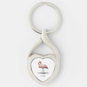 Flamingo Radiance: Watercolor Art custom Key Ring