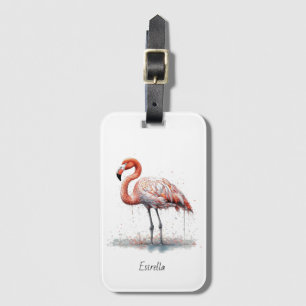 Flamingo Radiance: Watercolor Art, custom Luggage Tag