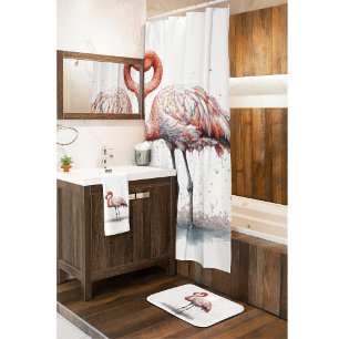 Flamingo Radiance: Watercolor Art custom Shower Curtain