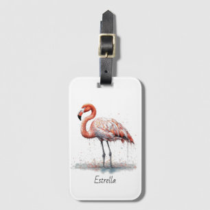 Flamingo Radiance: Watercolor Flamingo, custom Luggage Tag