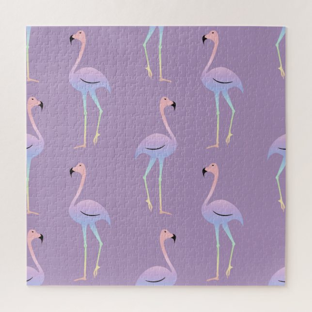 Flamingo Rainbow: Colourful Seamless Pattern. Jigsaw Puzzle (Vertical)