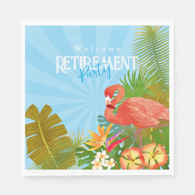 Flamingo Retirement Blue Napkin (Front)