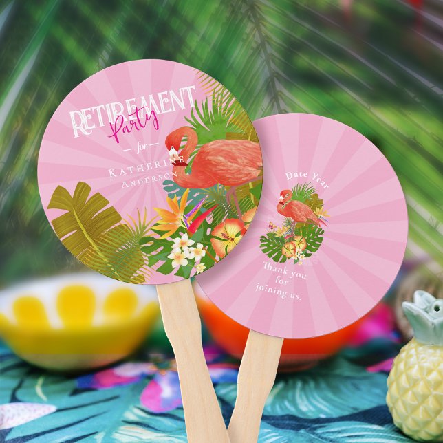 Flamingo Retirement Pink Cooler Hand Fan (Flamingo Retirement Pink Hand Fan)