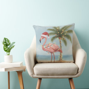 Flamingo Retro Christmas Pillow