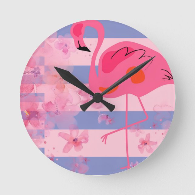 Flamingo Reverie Round Clock (Front)