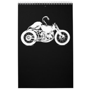 Flamingo Riding Motorcycle Art Gift For Bikers.pn Calendar