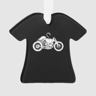 Flamingo Riding Motorcycle Art Gift For Bikers.pn Ornament
